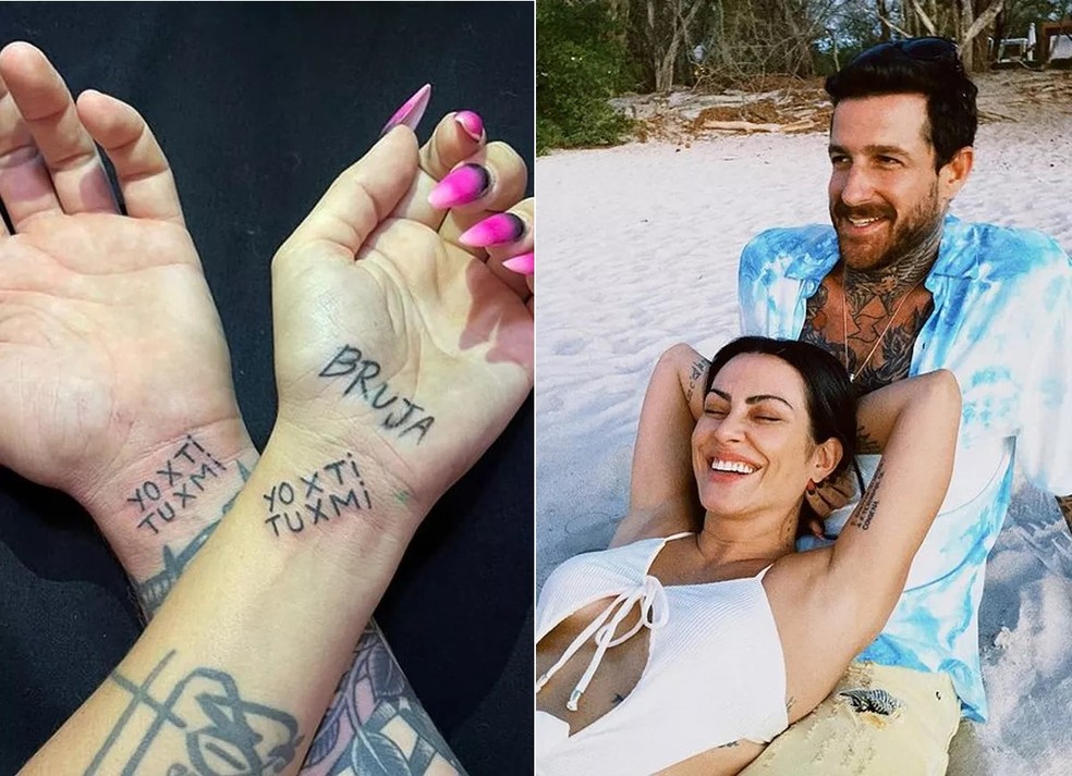 Cleo e Leandro D'Lucca têm tatuagens iguais nos pulsos — Foto: Reprodução/Instagram