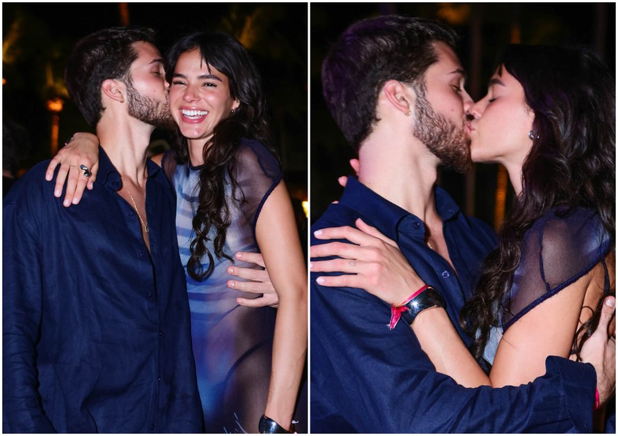 Bruna Marquezine ganha beijo e mão boba de João Guilherme em show de Anitta