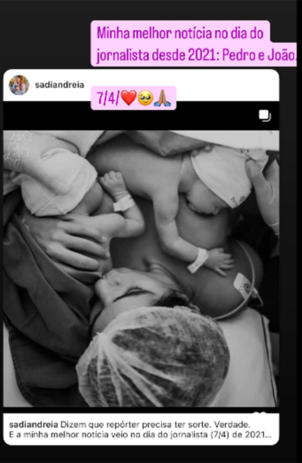 Andréia Sadi e André Rizek prestam homenagem no aniversário de 4 anos dos filhos gêmeos — Foto: Reprodução/Instagram