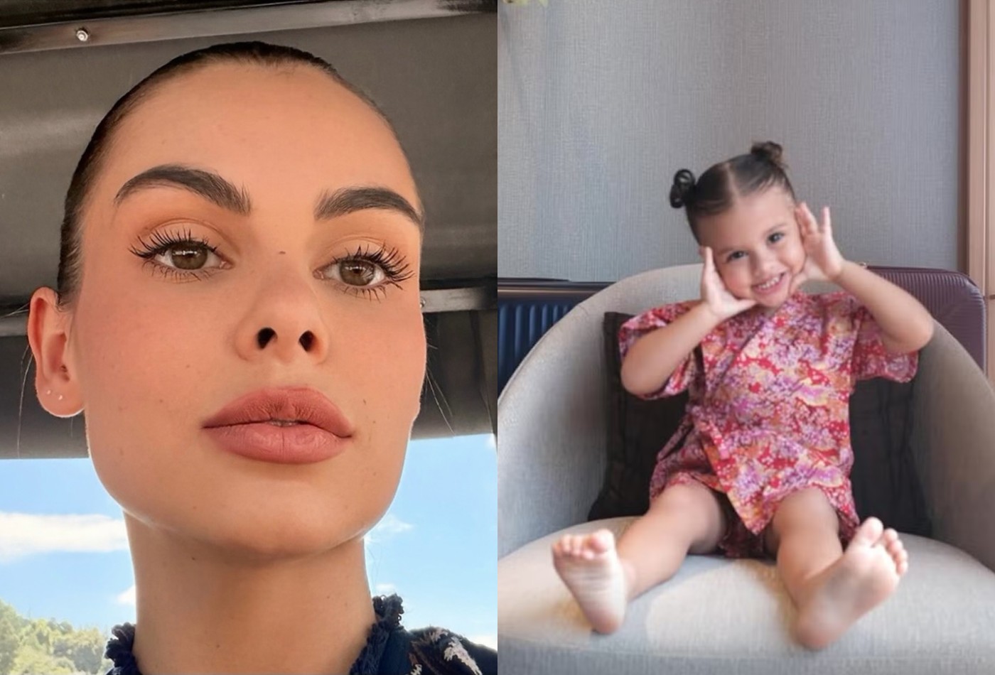 Fuso, perrengue e pimenta: Amanda Kimberlly revela desafios de viagem com a filha de Neymar