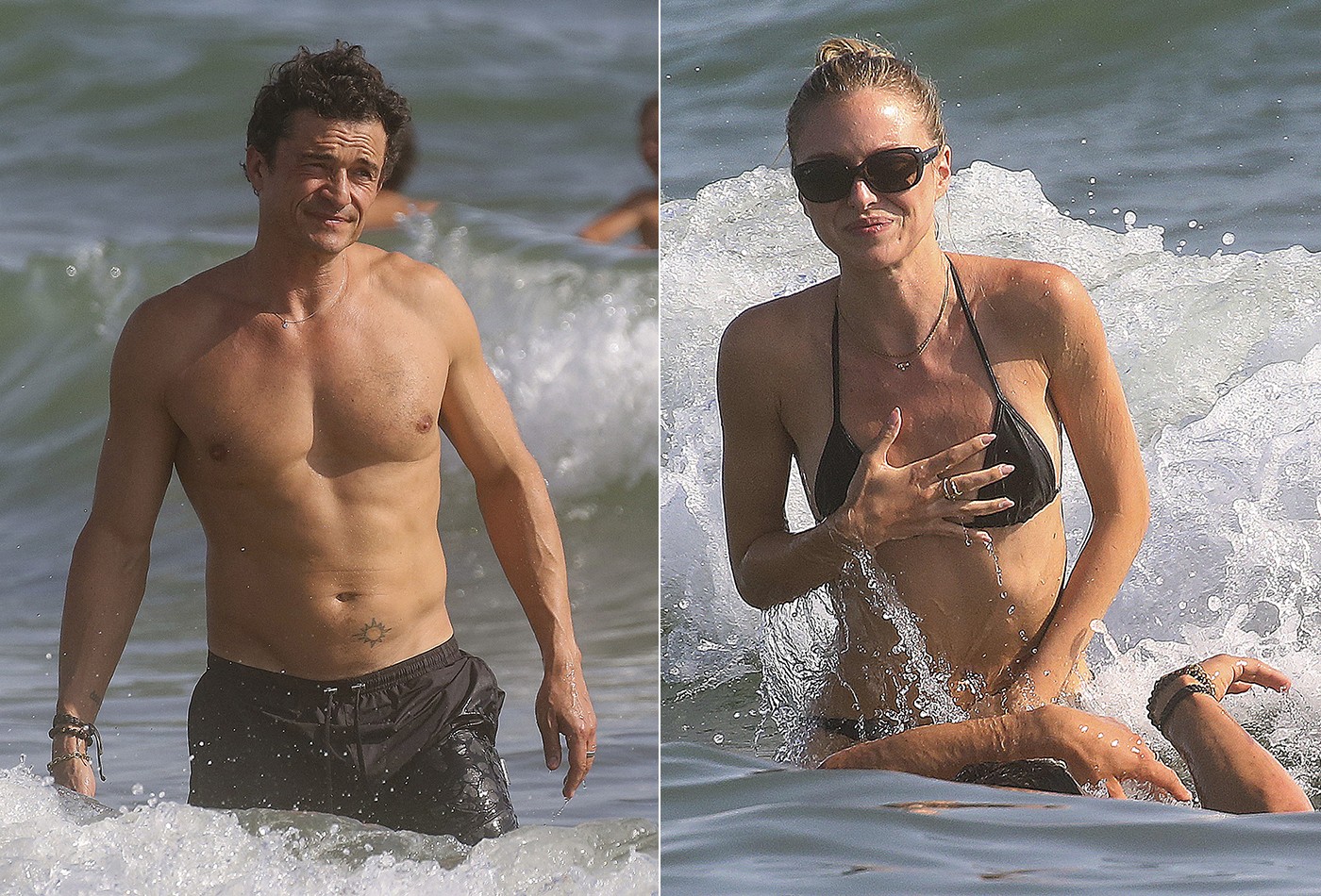 'Caldo' interrompe romance de Orlando Bloom e modelo 21 anos mais nova em dia de praia