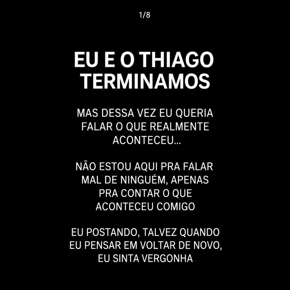 Término de Duda Correa e Thiago Queiroz — Foto: Reprodução/Instagram