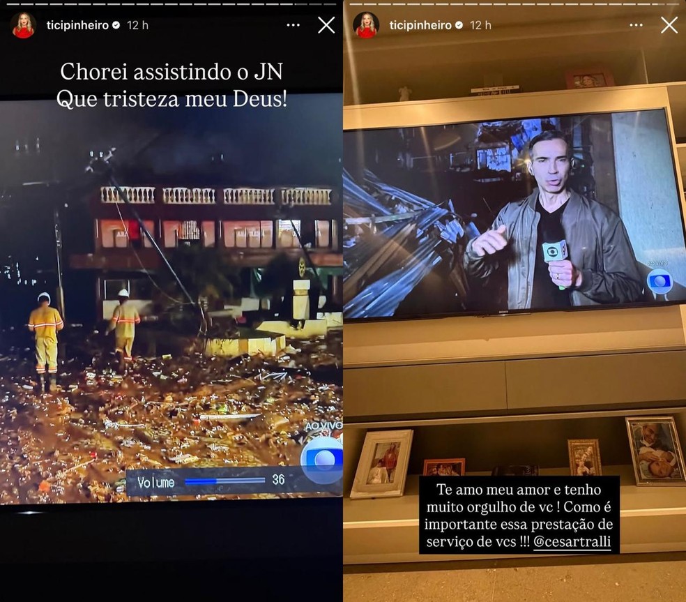 Ticiane Pinheiro elogia cobertura de César Tralli — Foto: Reprodução | Instagram