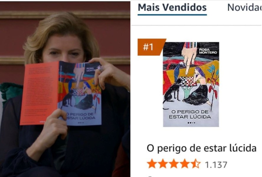 Odete Roitman (Débora Bloch) aparece lendo 'O Perigo de Estar Lúcida' no The Town