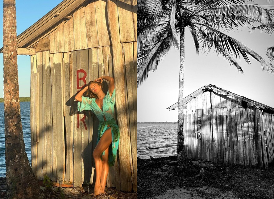 Grazi Massafera e Marlon Teixeira compartilham foto no mesmo cenário na Bahia