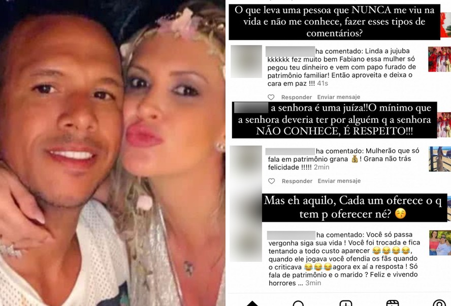 Juliana Paradela, ex-mulher de Luís Fabiano, rebate ofensas de internauta