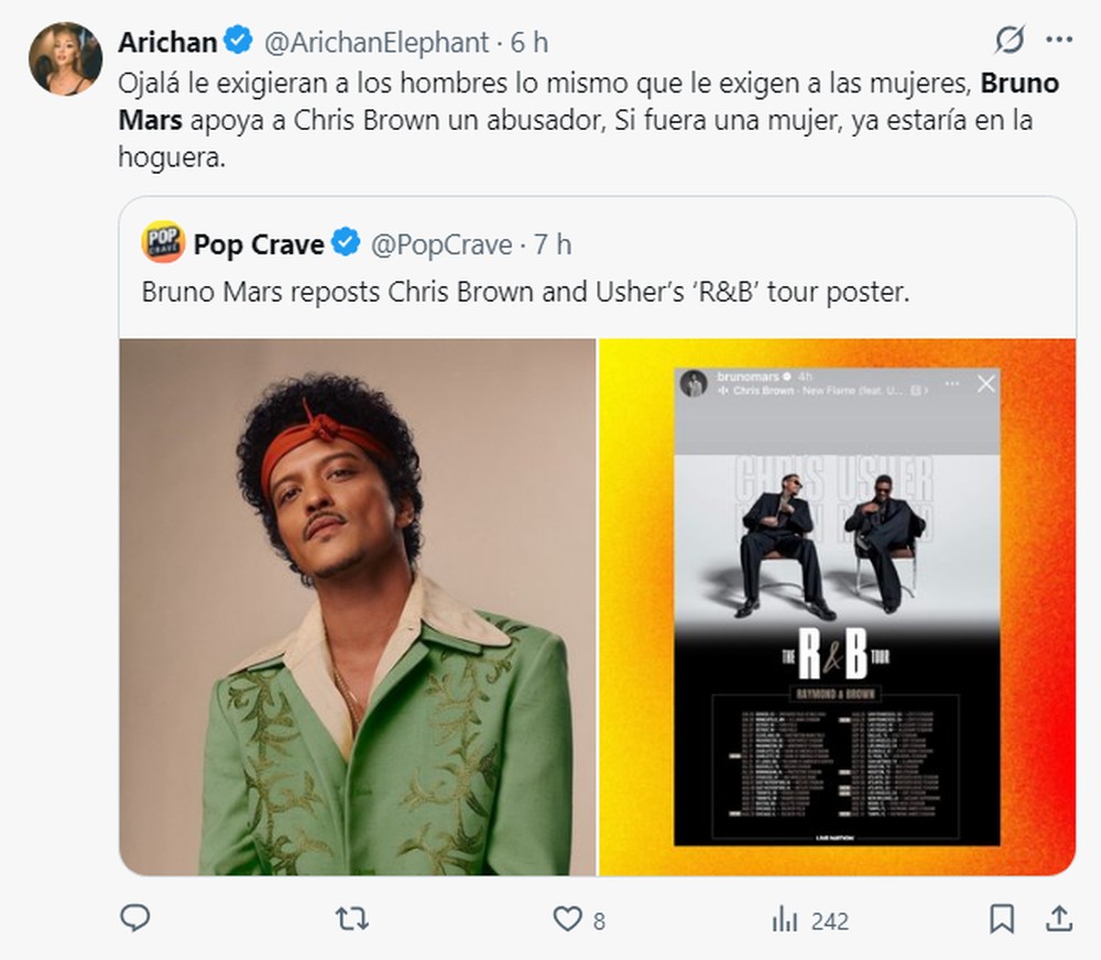 Bruno Mars divide opiniões ao divulgar turnê de Chris Brown, condenado ...
