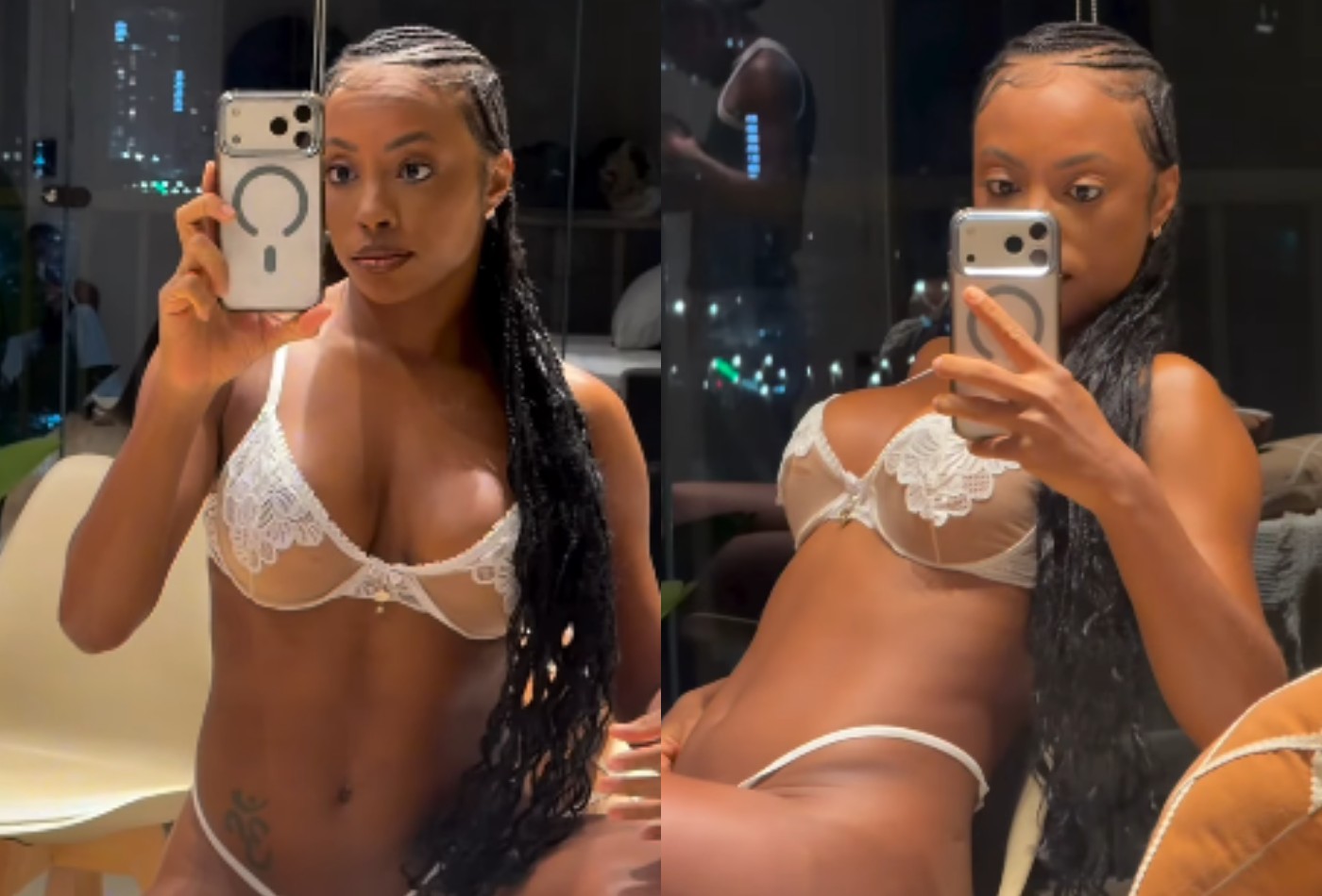 Ex-BBB Lumena exibe corpo definido só com lingerie e detalhe chama atenção em reflexo do espelho - QTU Questões do Universo