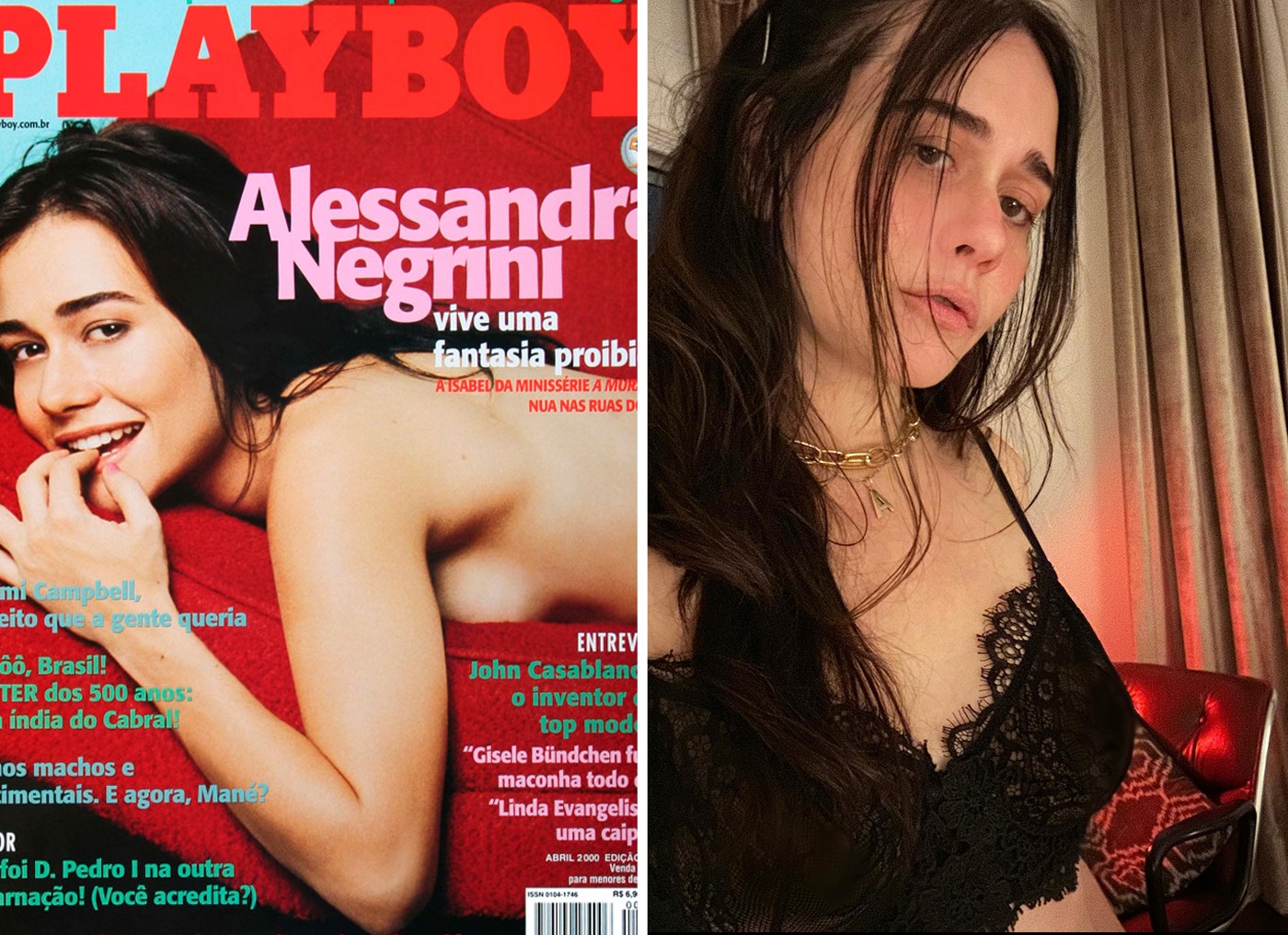 Alessandra Negrini quando capa da 'Playboy' e atualmente — Foto: Divulgação/Playboy e Reprodução/Instagram