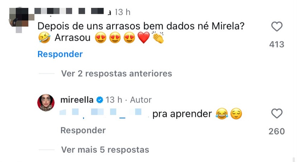 Comentários de MC Mirella — Foto: Reprodução | Instagram