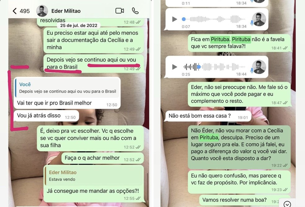 Karoline Lima expõe conversa com Éder Militão — Foto: Reprodução/Instagram