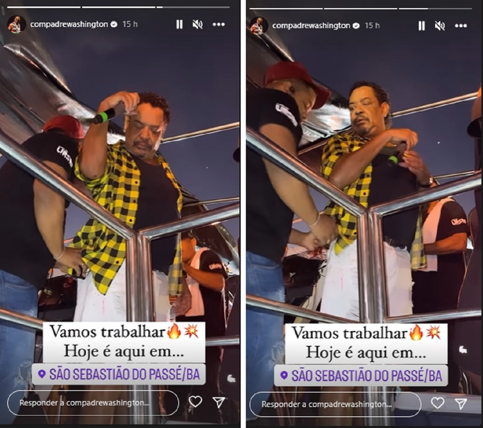 Compadre Washington registrou preparação para show em São Sebastião do Passé, na Bahia — Foto: Reprodução/Instagram