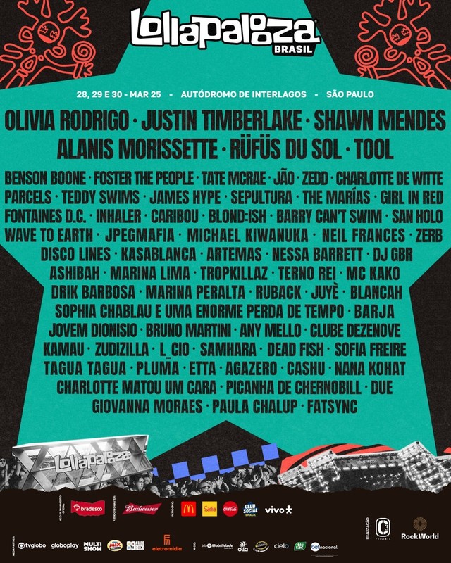 Lollapalooza anuncia atrações para edição de 2025; veja o lineup