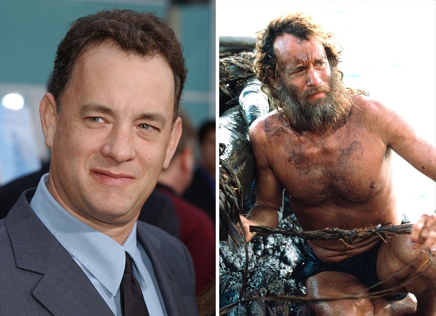 Tom Hanks em 'Naufrago' — Foto: Getty Images e 20th Century Fox/DreamWorks