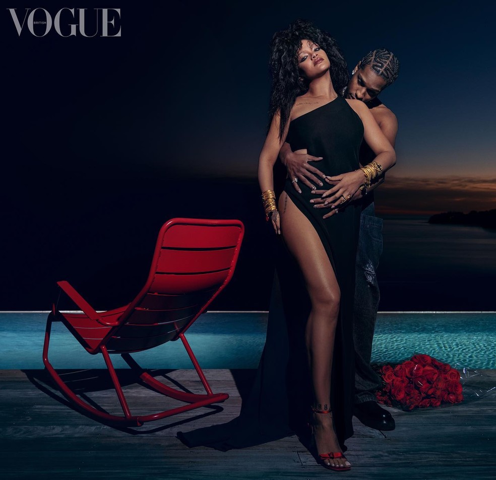 Rihanna e ASAP ROCKY para a British Vogue — Foto: Reprodução/Instagram/@InezAndVinoodh
