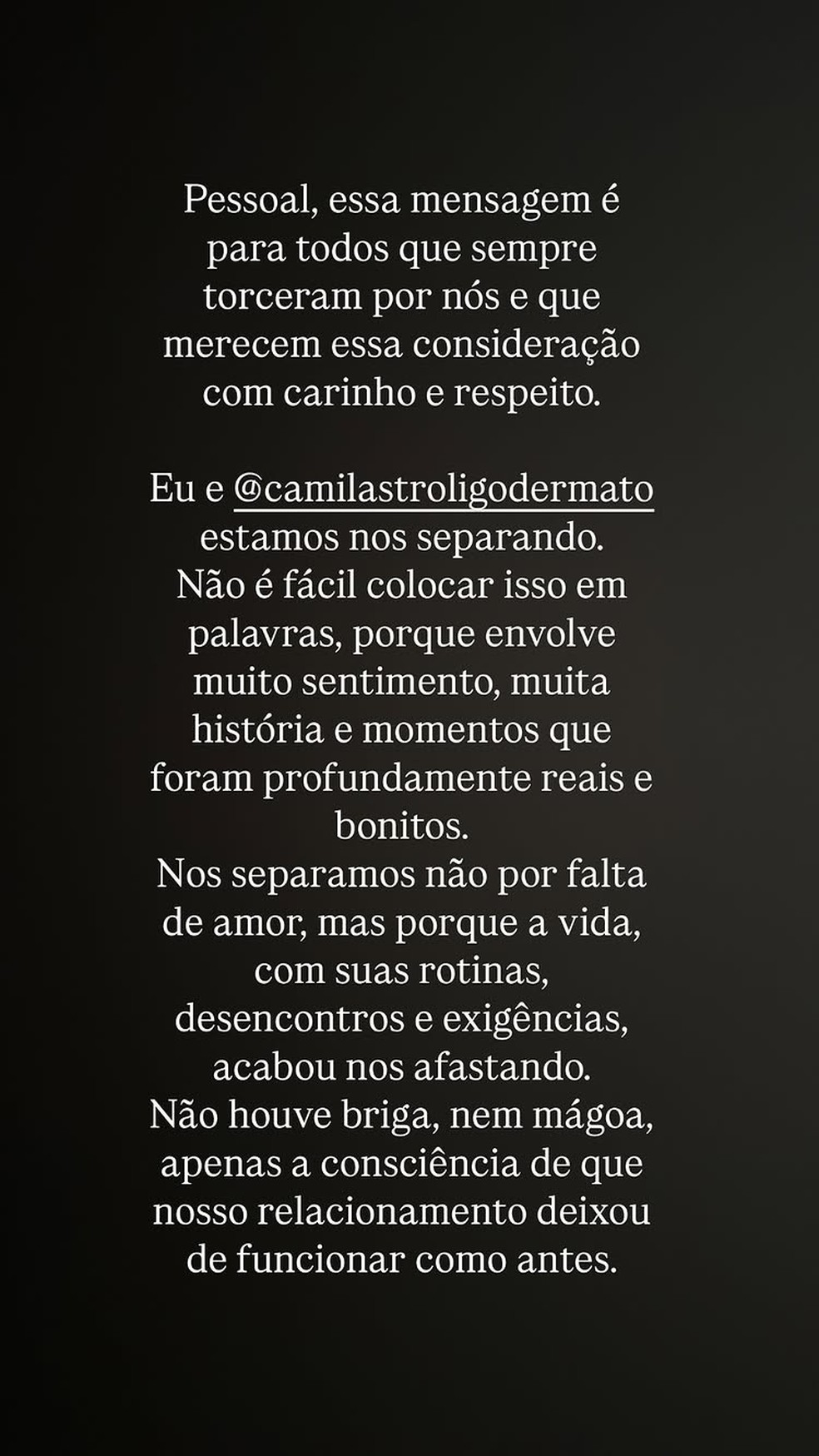 Jesus Luz anuncia término com a noiva — Foto: Reprodução/Instagram