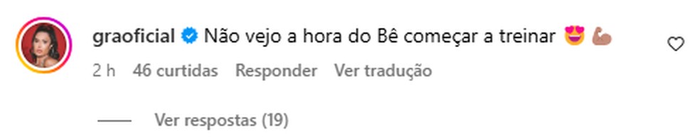 Comentário de Gracyanne Barbosa — Foto: Reprodução/Instagram