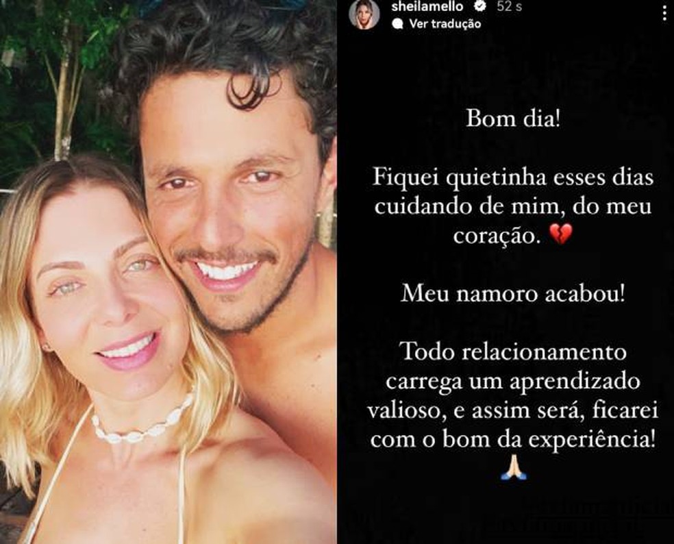   Sheila Mello anuncia o fim do namoro com Feijão — Foto: Reprodução/Instagram