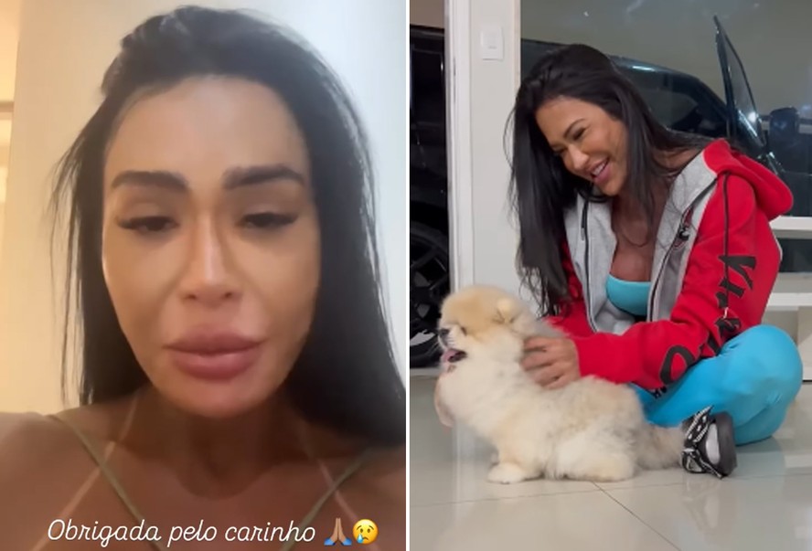 Gracyanne Barbosa chora ao lamentar morte de seu cachorro; v&iacute;deos