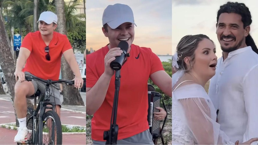 Matheus, da dupla com Kauan, vê casamento na praia e surpreende noivos ...