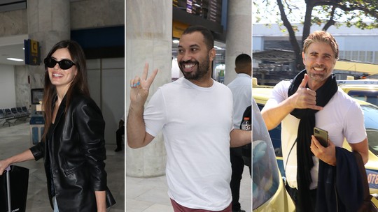 Camila Queiroz, Gil do Vigor, Gianecchini e mais famosos passam por aeroporto no Rio; fotos