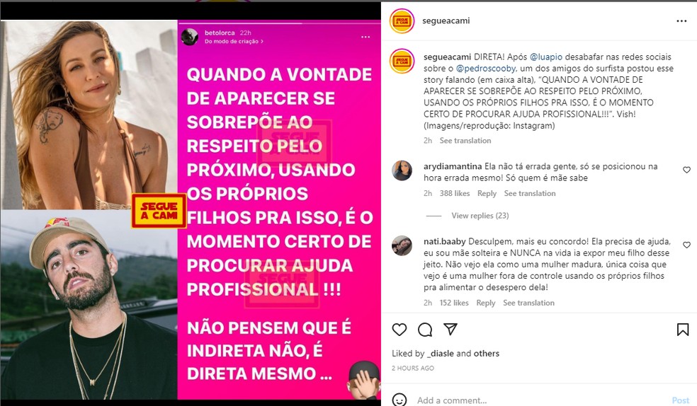 Amigo de Pedro Scooby critica Luana Piovani — Foto: Reprodução Instagram