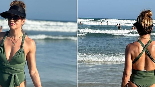 De maiô, Mariana Santos curte praia com o marido e web elogia: 'Espetáculo'