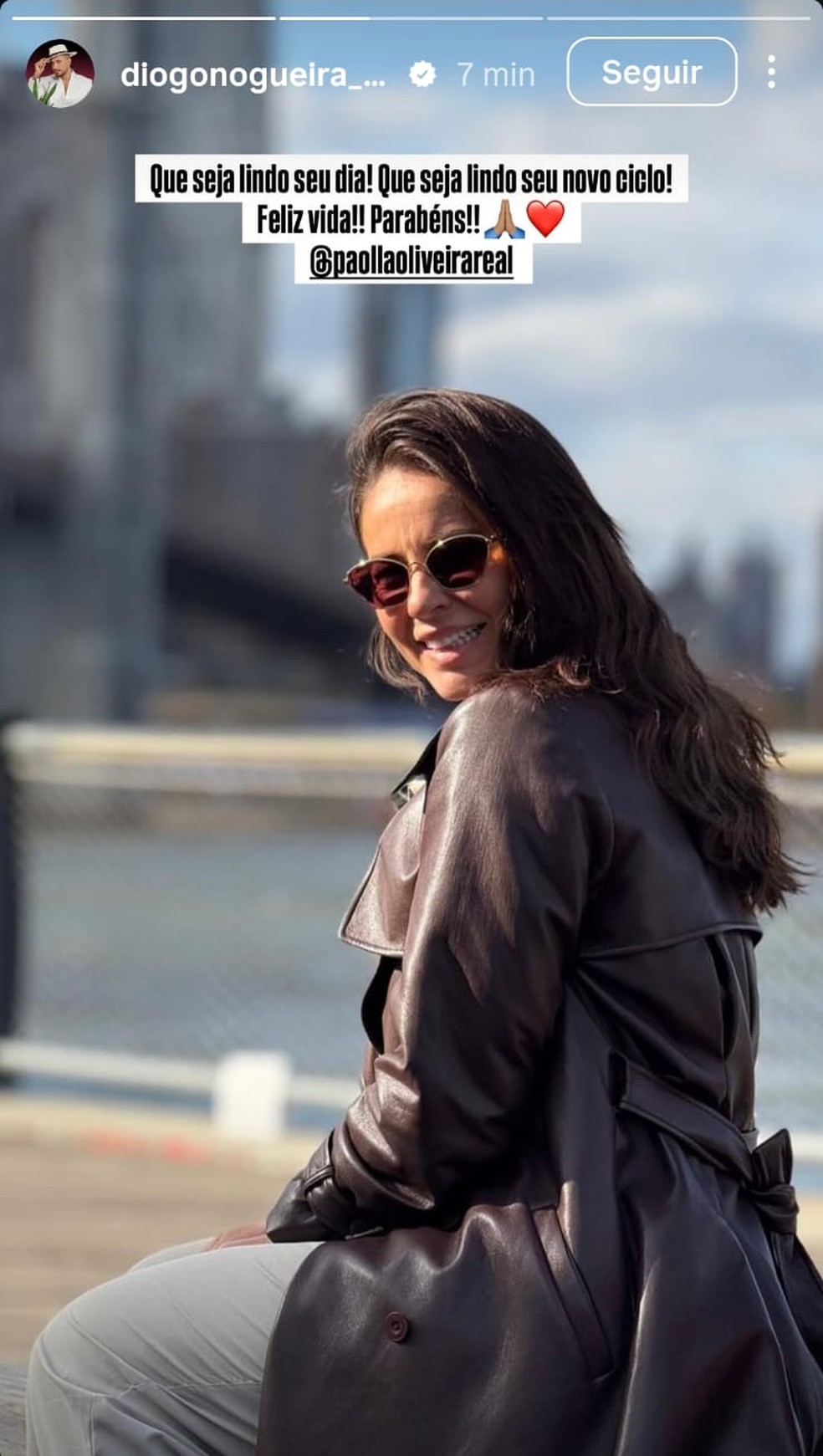Diogo Nogueira parabenizou Paolla Oliveira &mdash; Foto: Reprodu&ccedil;&atilde;o/Instagram