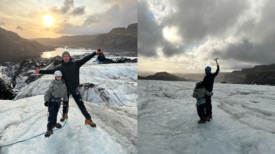Chris Hemsworth escala montanha de gelo na Islândia durante viagem com a filha