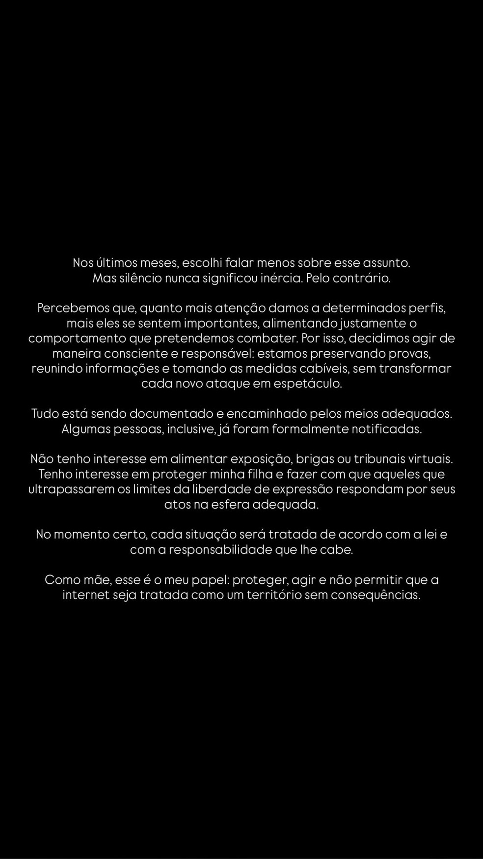 Amanda Kimberlly denuncia ataques contra filha com Neymar e registra boletim de ocorrência: 'Não será tolerado' — Foto: Reprodução/Instagram