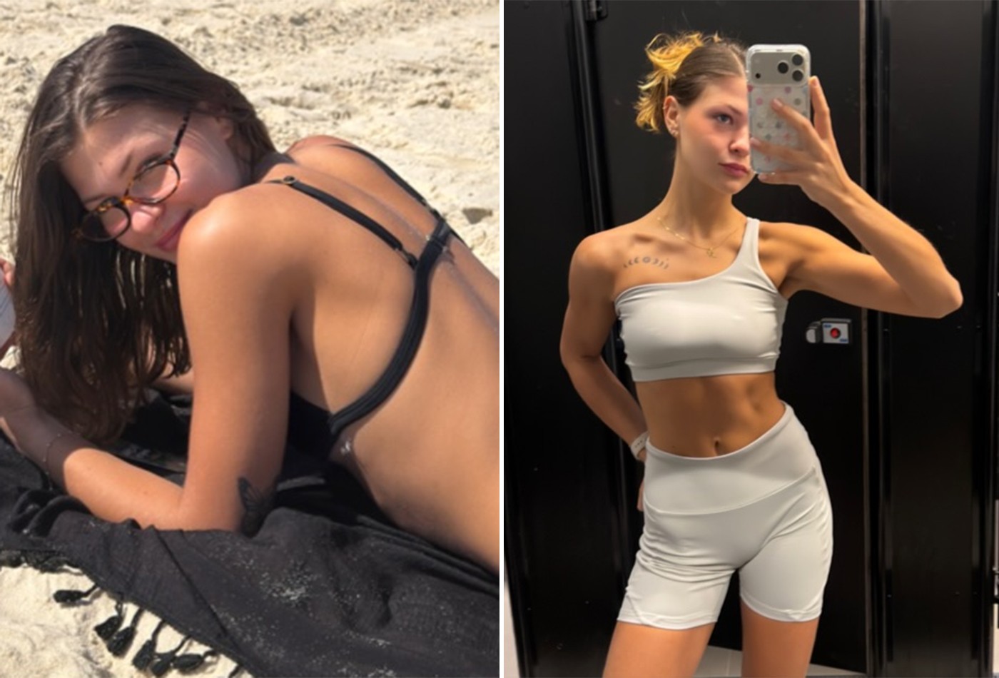 Sobrinha de Xuxa, Nikki Meneghel mostra shape de biquíni na praia e em pós-treino