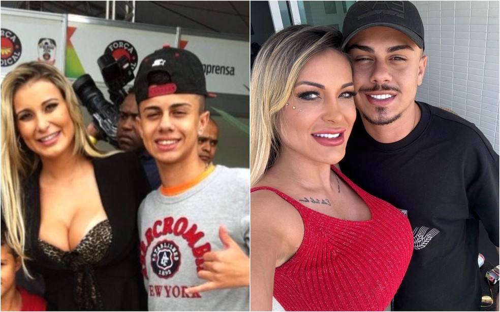 Andressa Urach e o novo namorado em 2014 e agora — Foto: Arquivo pessoal