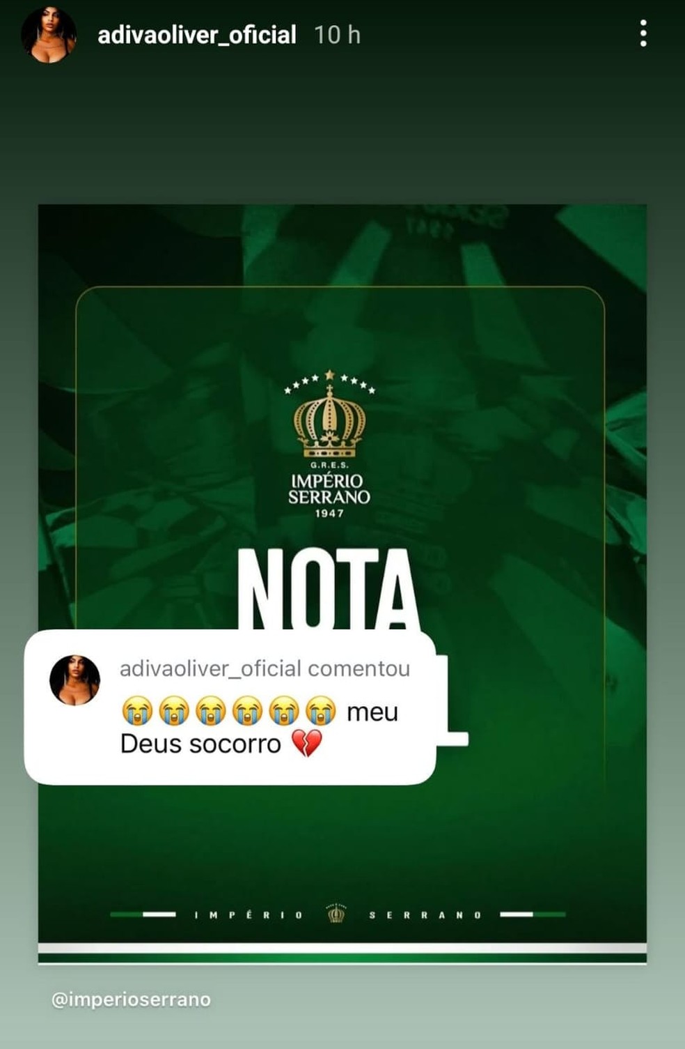 Carnaval 2025: Musa da Império Serrano lamenta incêndio: 'Coração partido'