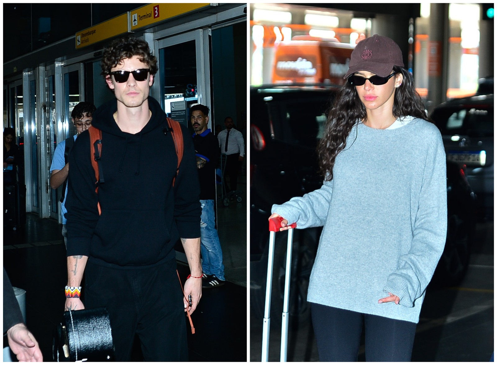 Shawn Mendes e Bruna Marquezine desembarcam em aeroporto — Foto: Eduardo Martins / Brazil News