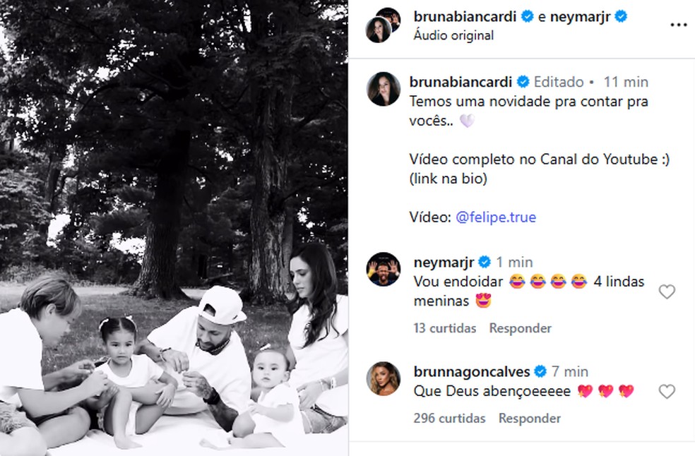 Neymar reage ao descobrir que ser&aacute; pai de menina pela quarta vez &mdash; Foto: Reprodu&ccedil;&atilde;o/Instagram