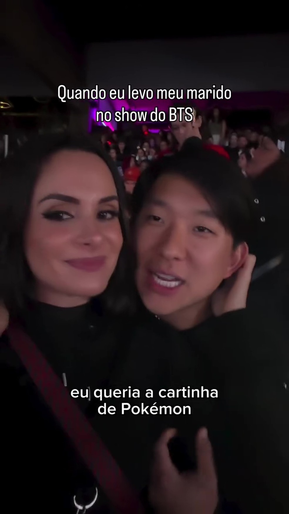 Pyong Lee e a esposa, Natália Nasser, no show do BTS em São Paulo — Foto: Reprodução/Instagram