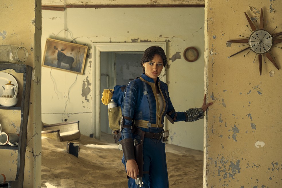 Ella Purnell é Lucy, protagonista de 'Fallout', série do Prime Video baseada em game de sucesso — Foto: Divulgação/Prime Video