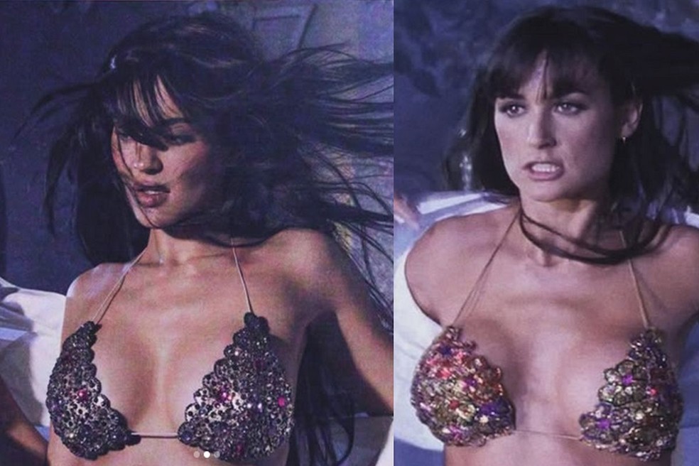 Kylie Jenner se veste de Demi Moore em &ldquo;Striptease&rdquo;, no Halloween &mdash; Foto: Reprodu&ccedil;&atilde;o/Instagram/Divulga&ccedil;&atilde;o
