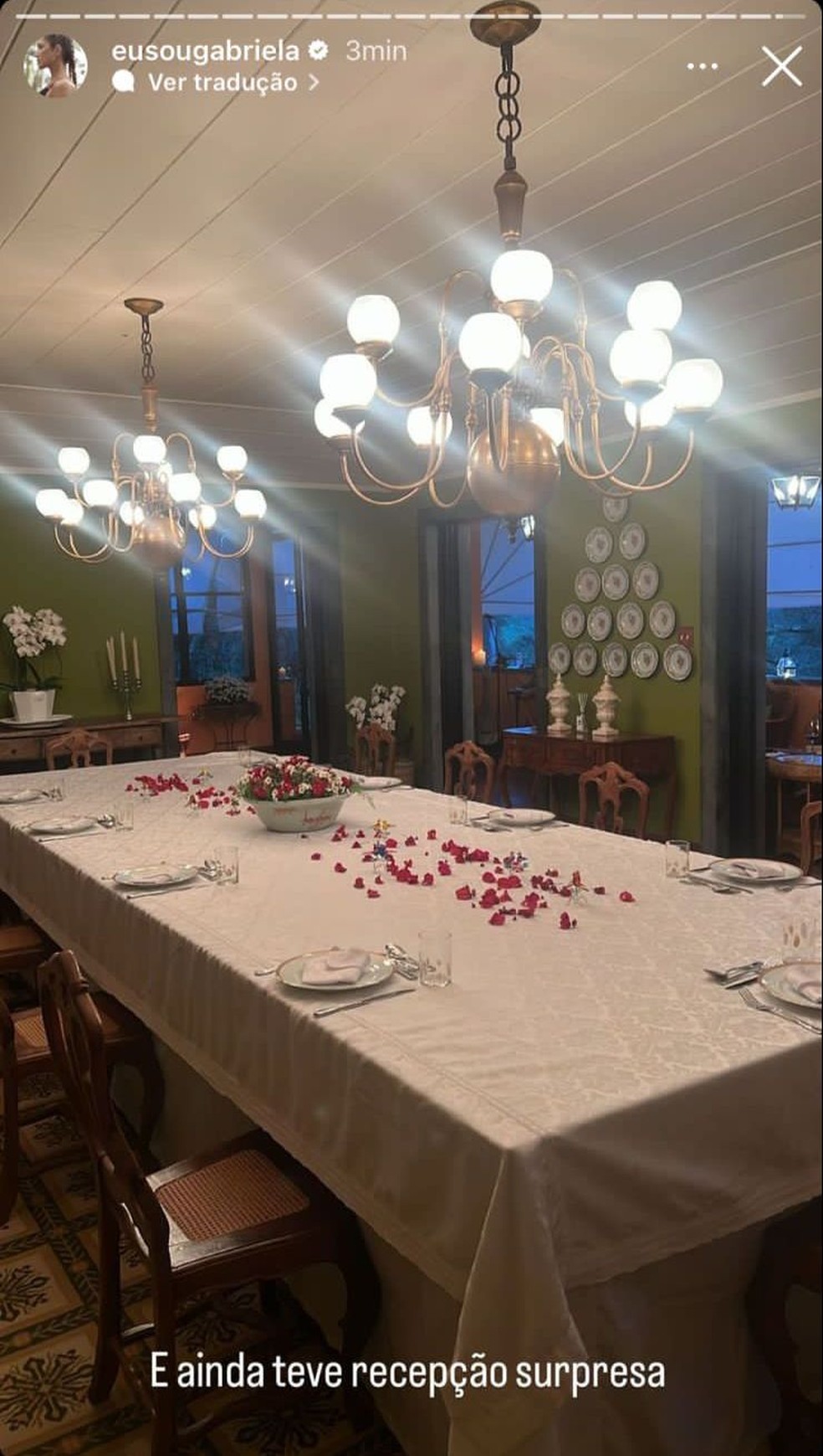 Decoração da recepção após o casamento de Gabriela Pugliesi e Túlio Deck — Foto: Reprodução/ Instagram