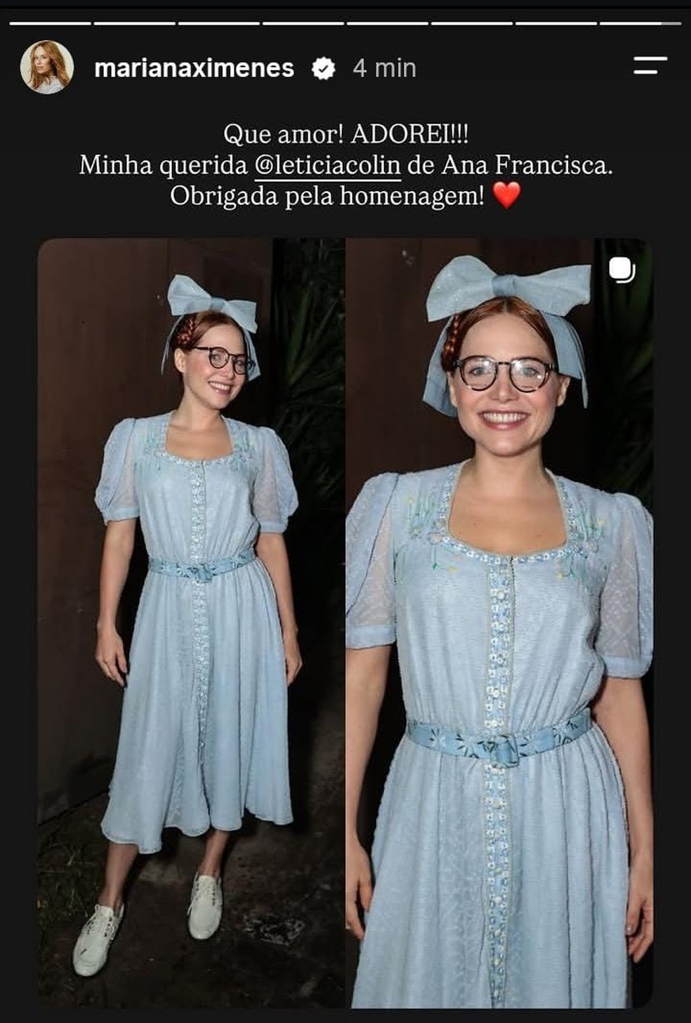 Mariana Ximenes comenta visual de Letícia Colin em festa à fantasia — Foto: Reprodução/Instagram