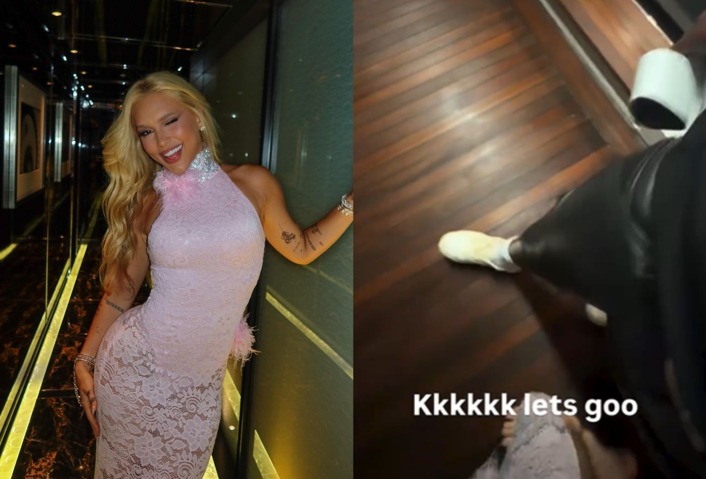 Virginia Fonseca brilha em vestido rosa durante noite italiana com Vini Jr.