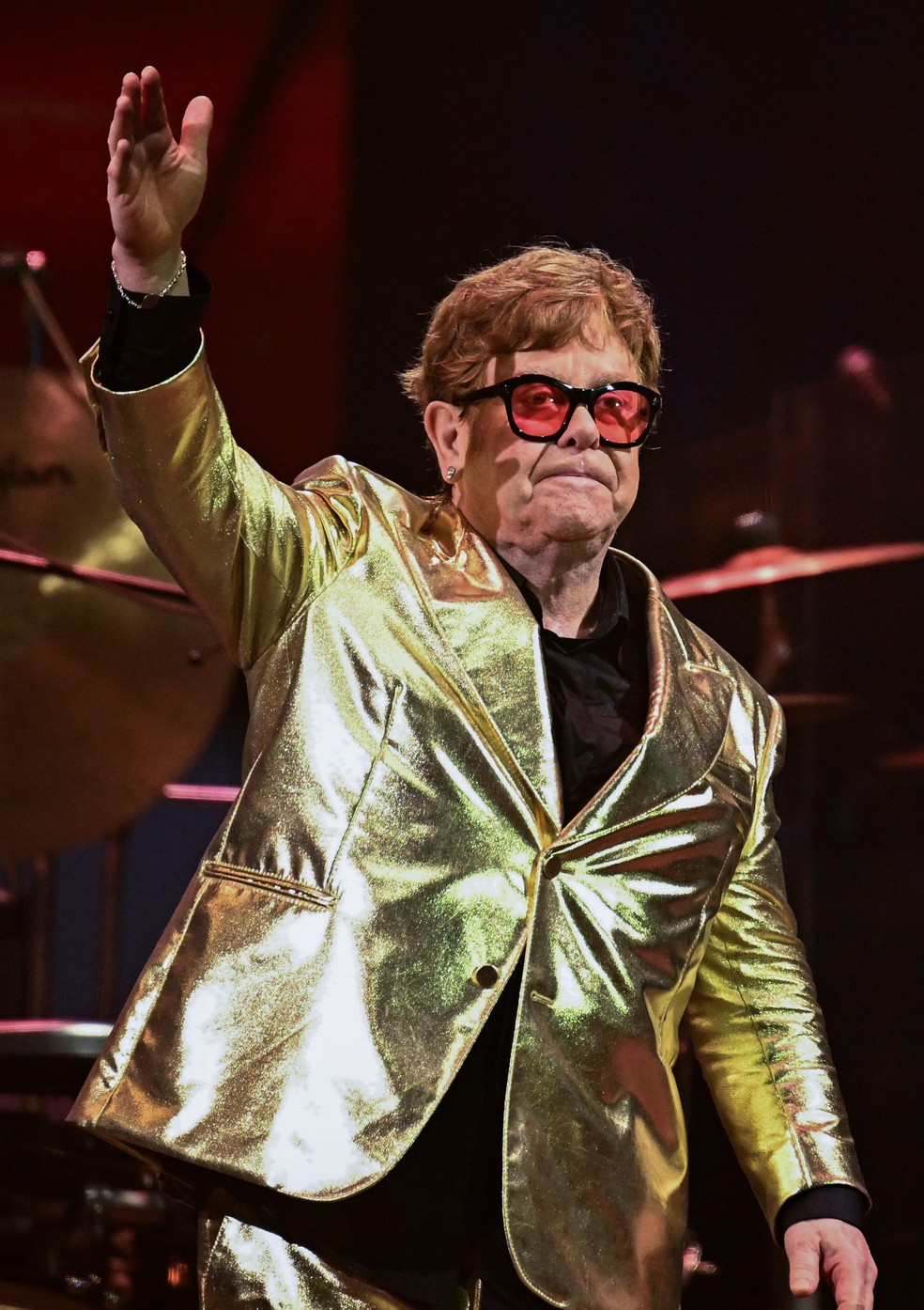 Elton John no Festival Glastonbury, seu último show no Reino Unido — Foto: Getty Images