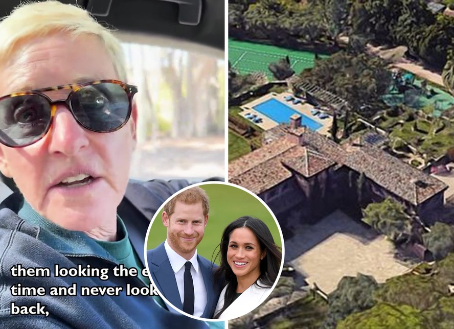 Ellen DeGeneres passeia pela exclusiva vizinhança do príncipe Harry e Meghan Markle