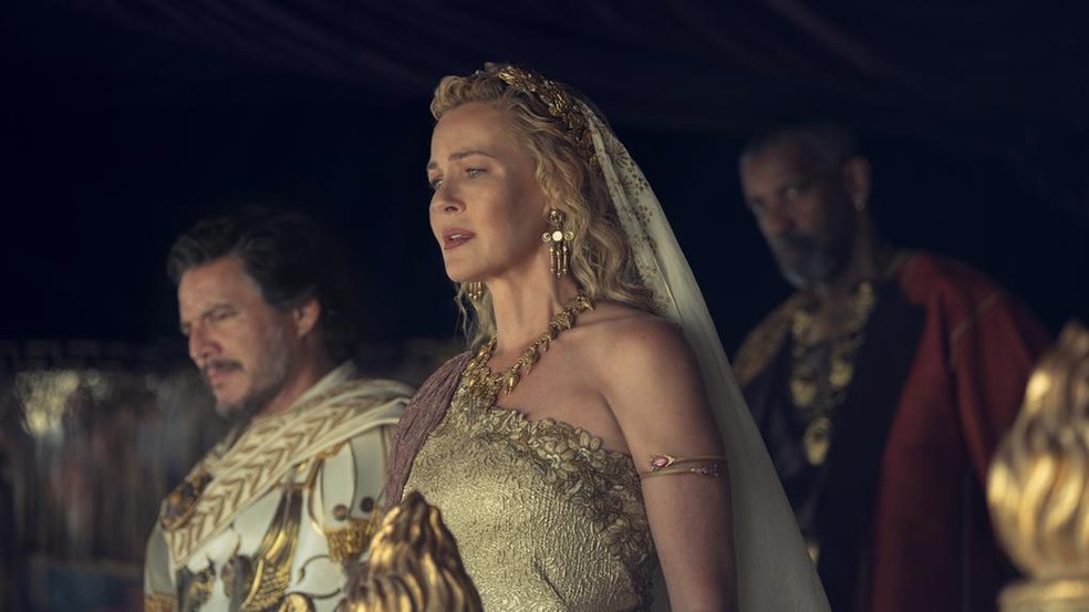 Connie Nielsen também está em Gladiador 2; em cena, contracena com Pedro Pascal — Foto: Divulgação