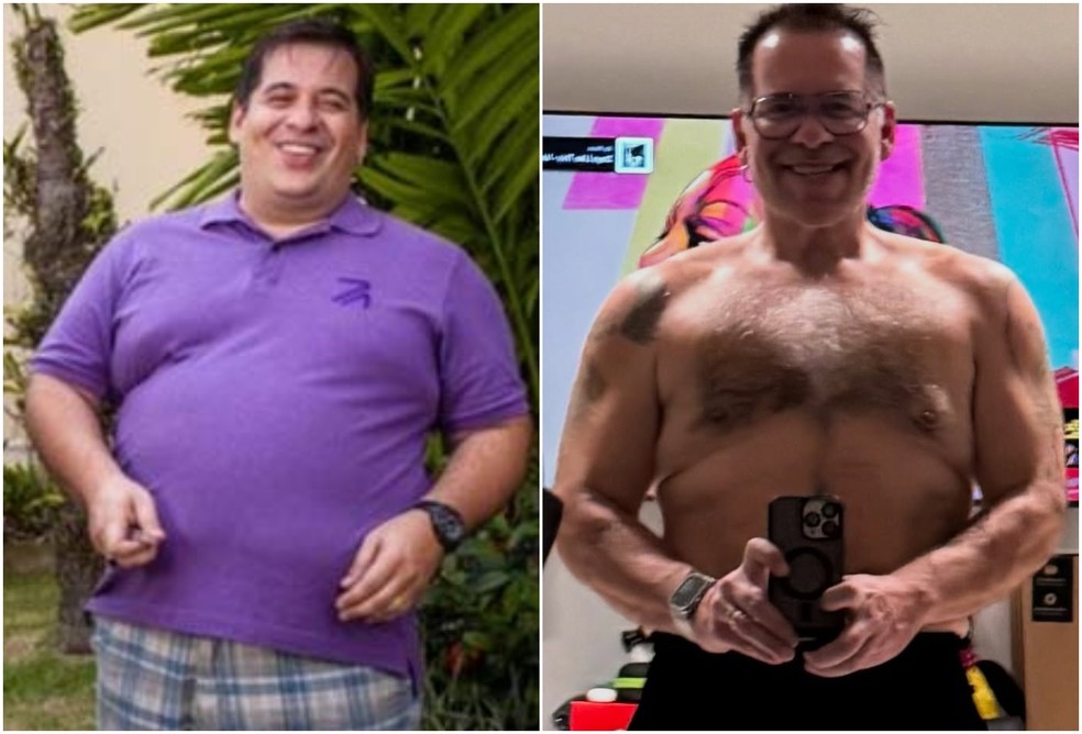 Antes e depois de Leandro Hassum — Foto: Reprodução/Instagram