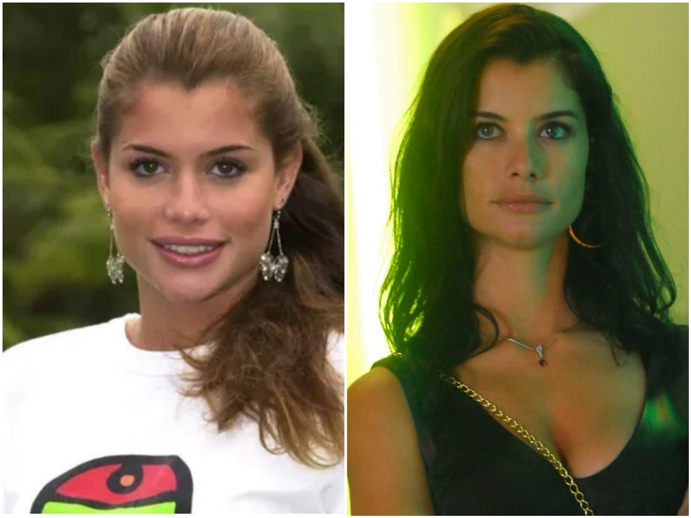 Antes e depois: Alinne Moraes como Clara, em Mulheres Apaixonadas (Globo, 2003), e com visual atual — Foto: Divulgação/TV Globo