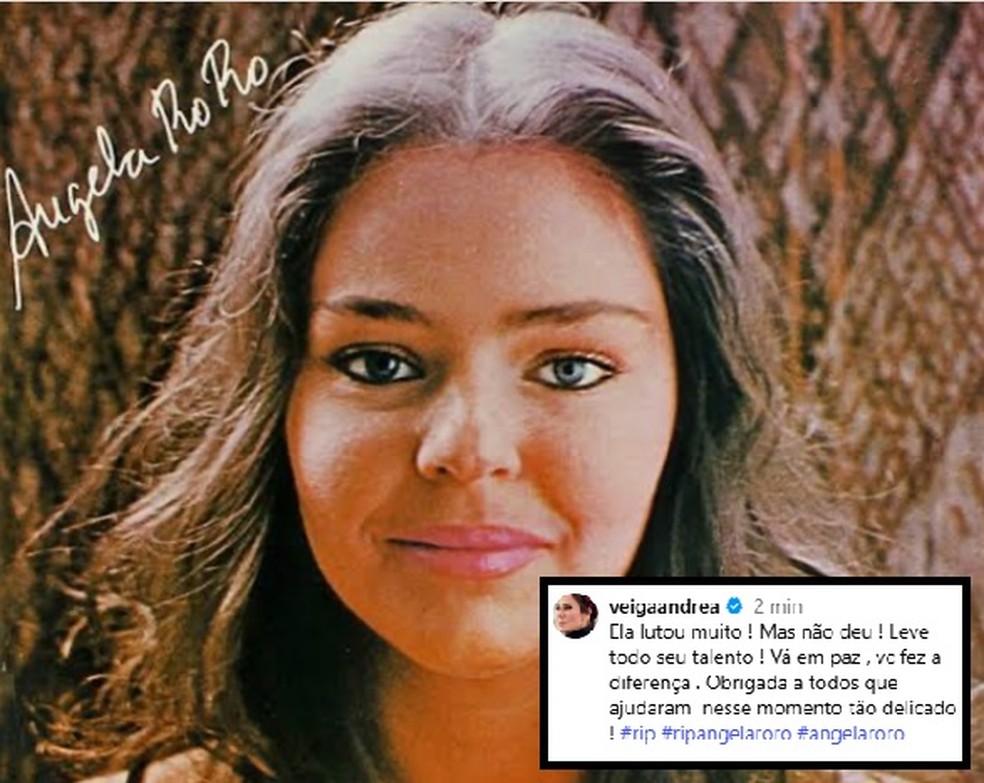 Andréa Veiga lamenta a morte de Ângela Ro Ro — Foto: Reprodução/Instagram