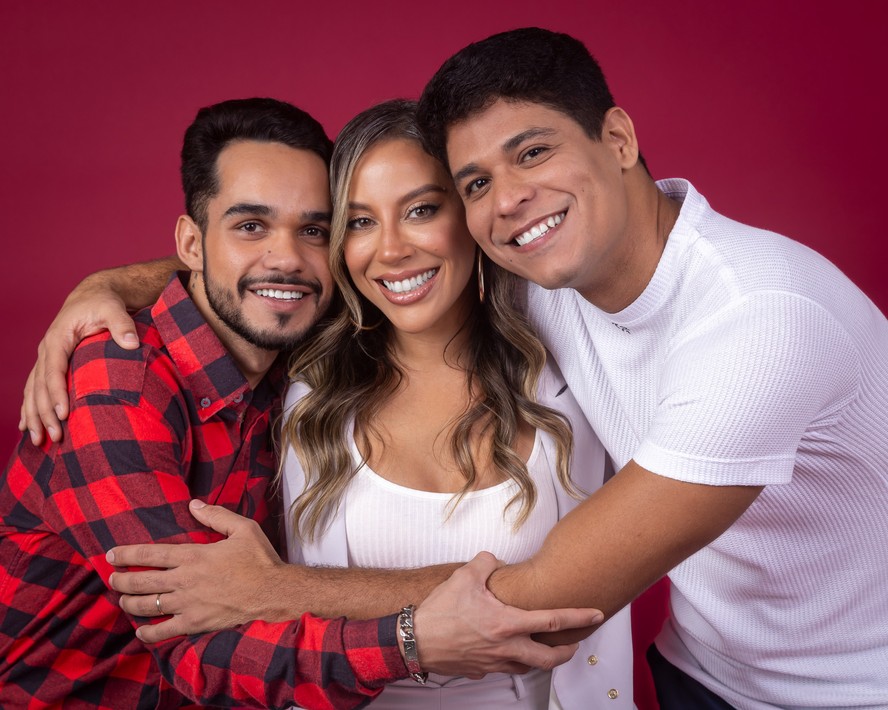 João Pedro, Renata e Guilherme: finalistas do BBB 25 — Foto: Leo Rosário/TV Globo