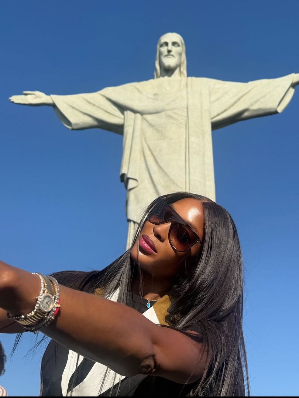 Naomi Campbell no Brasil ano passado — Foto: Reprodução/ Instagram