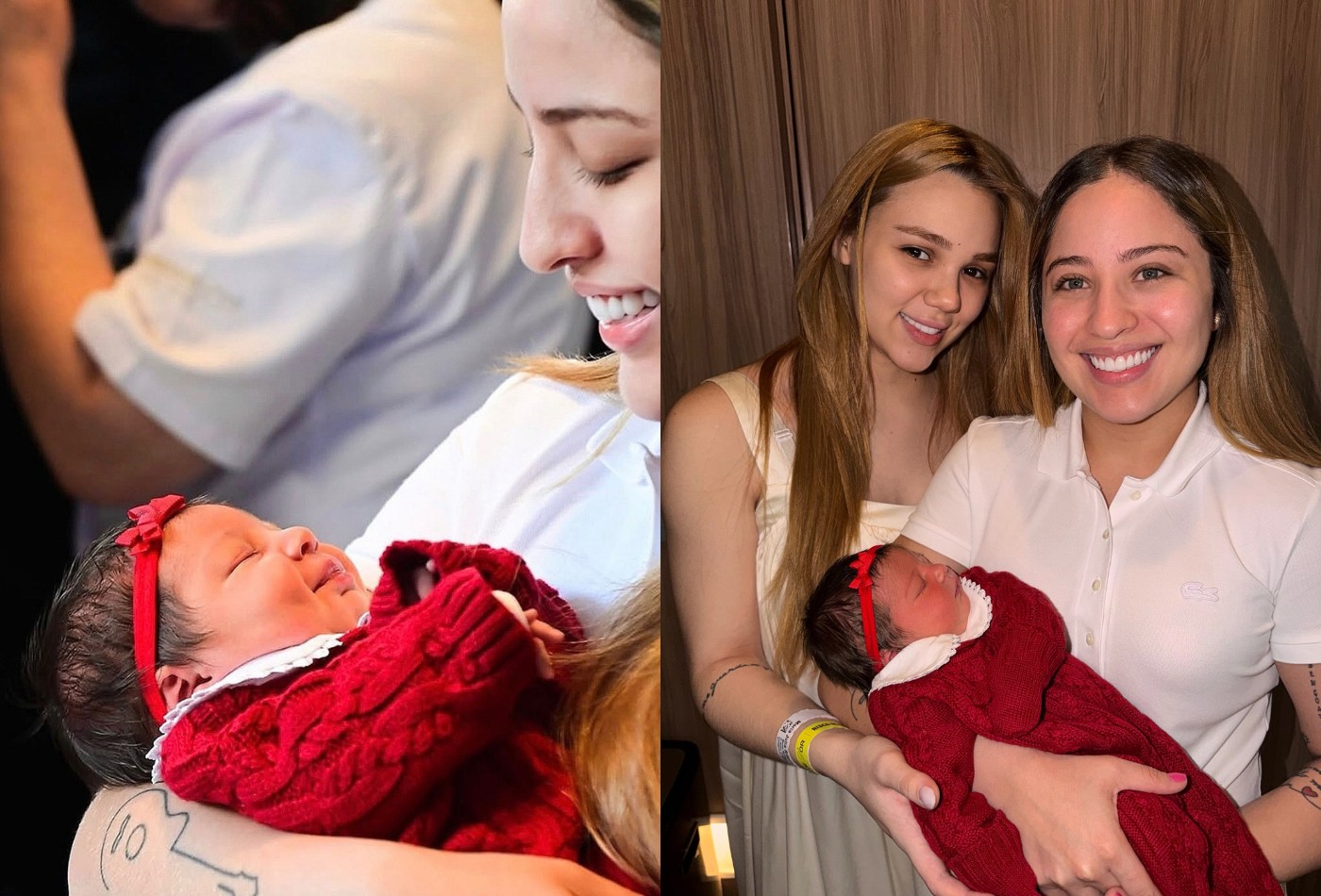 Mari Fernandez posta fotos da filha recém-nascida e se declara à esposa: 'Minha sorte'